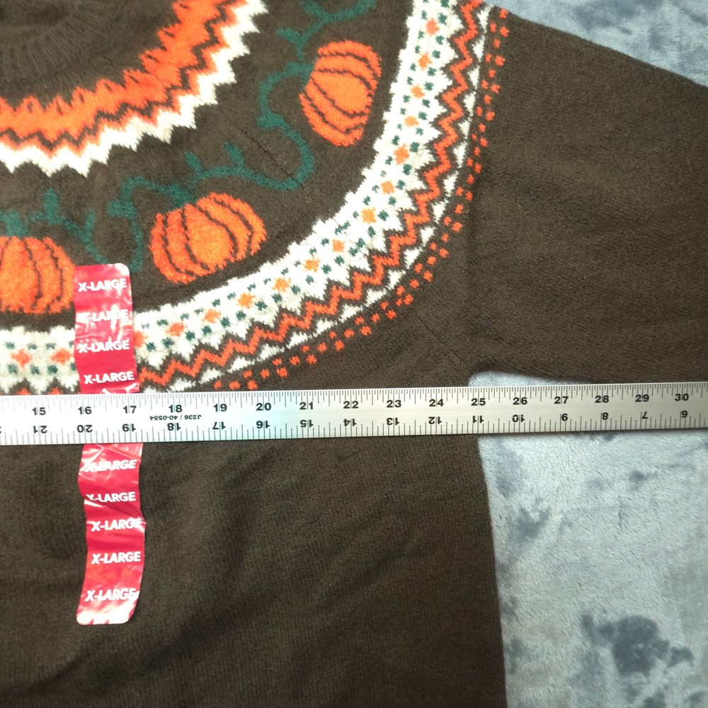 Vince Camuto Womens Brown Pumpkin Fair Isle Halloween Sweater XL SV7755201 NEW - Picture 4 of 8